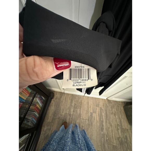 BCBGMAXAZRIA Women's Black Kristen Lace Asymmetric Midi Dress Size Large - Picture 7 of 8